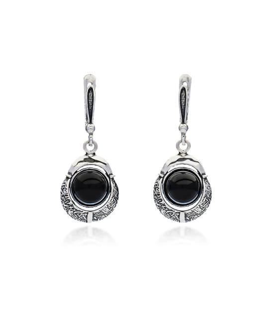 Серьги из серебра с ониксом
