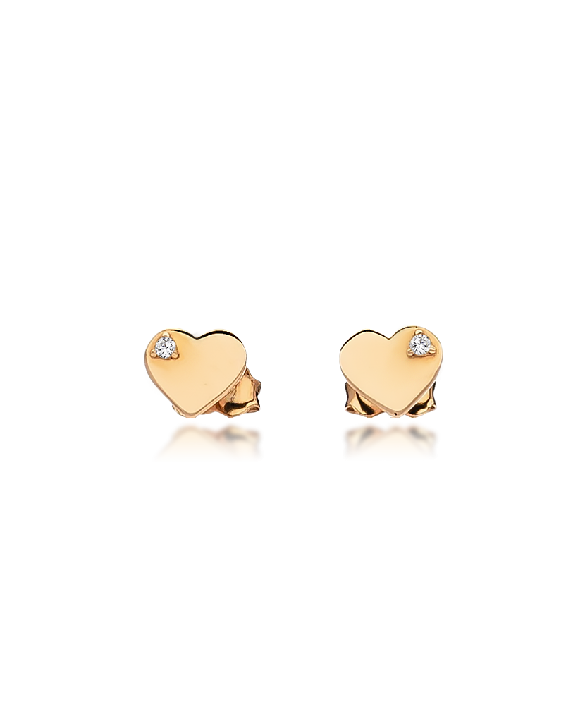 Gold earrings with zirconium "heart" Gold earrings with zirconium "heart"