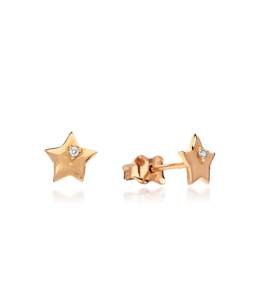 Gold earrings with zirconium "star"