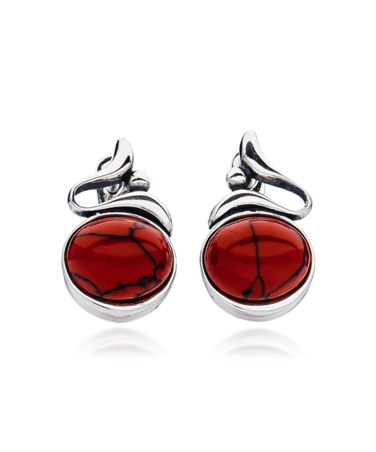 Серьги из серебра с кораллом