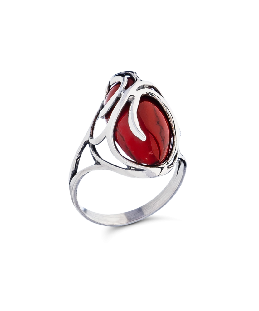 Sterling silver ring with coral