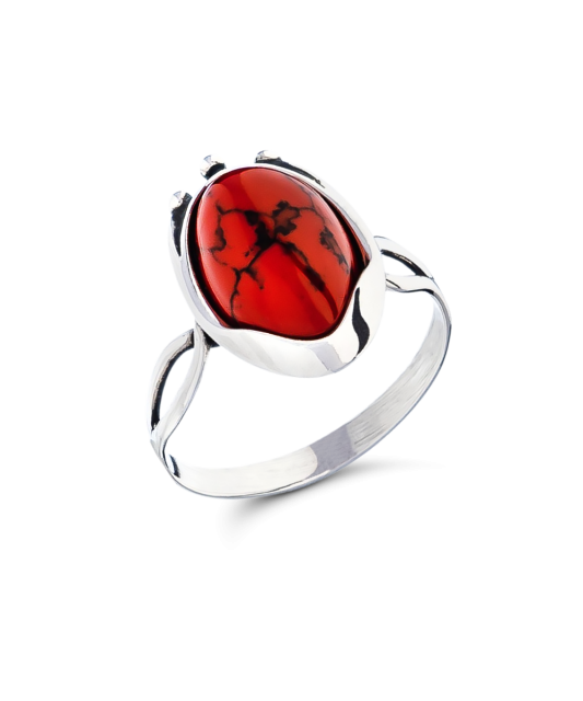 Серебряное кольцо с кораллом