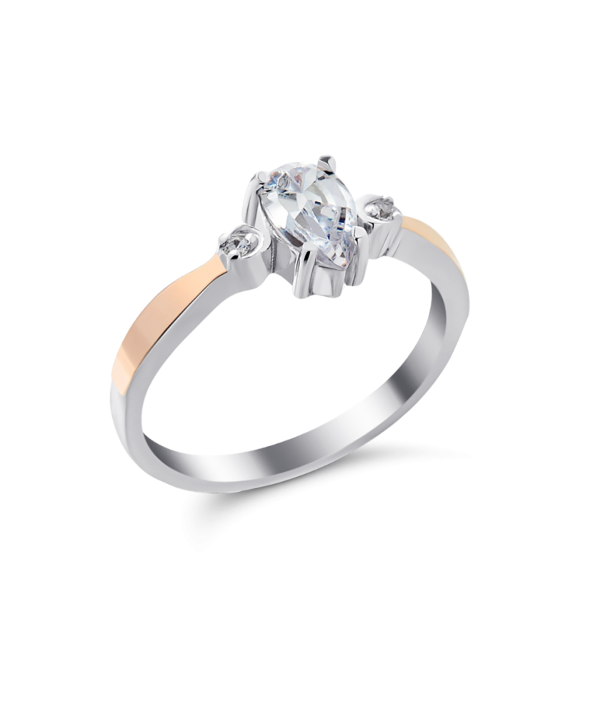 Gold plated Sterling silver ring with zircons