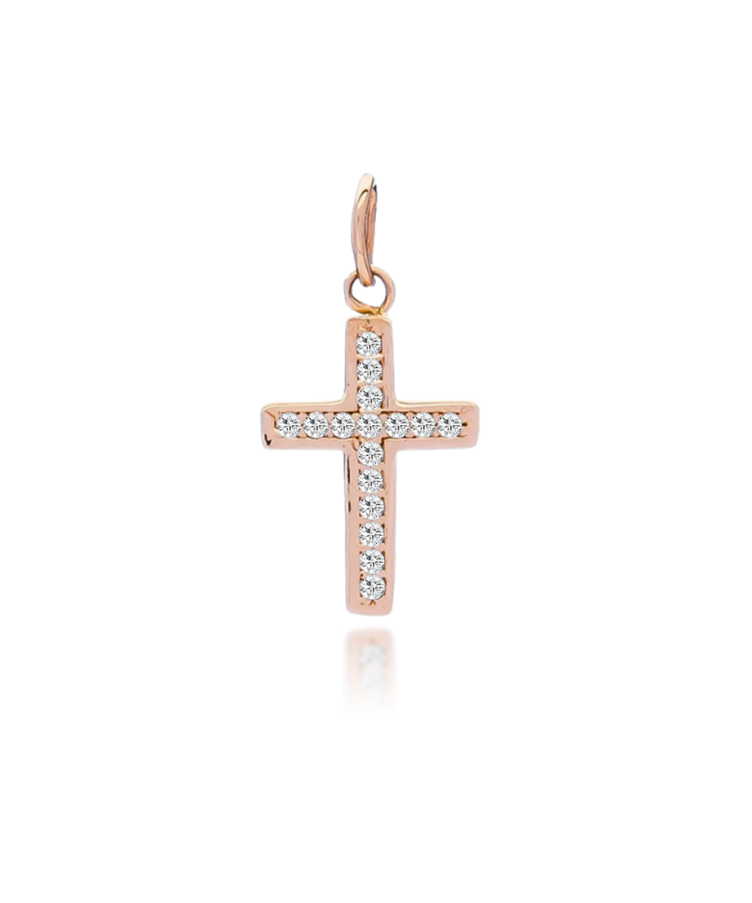 Gold pendant with zircons "cross"