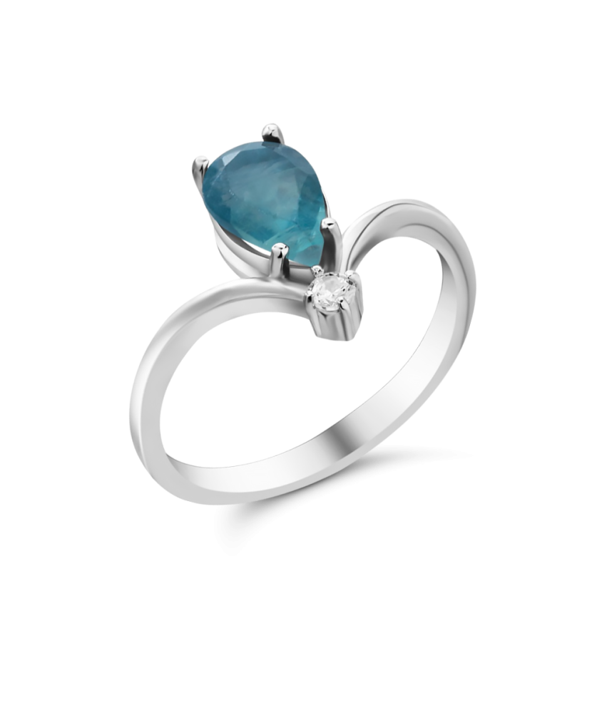 Серебряное кольцо с флюоритом и цирконом Серебряное кольцо с флюоритом и цирконом