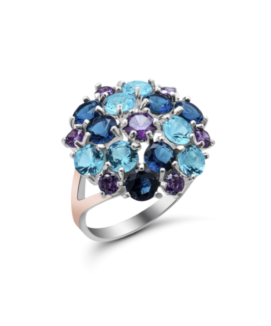 Gold plated Sterling silver ring with zircons