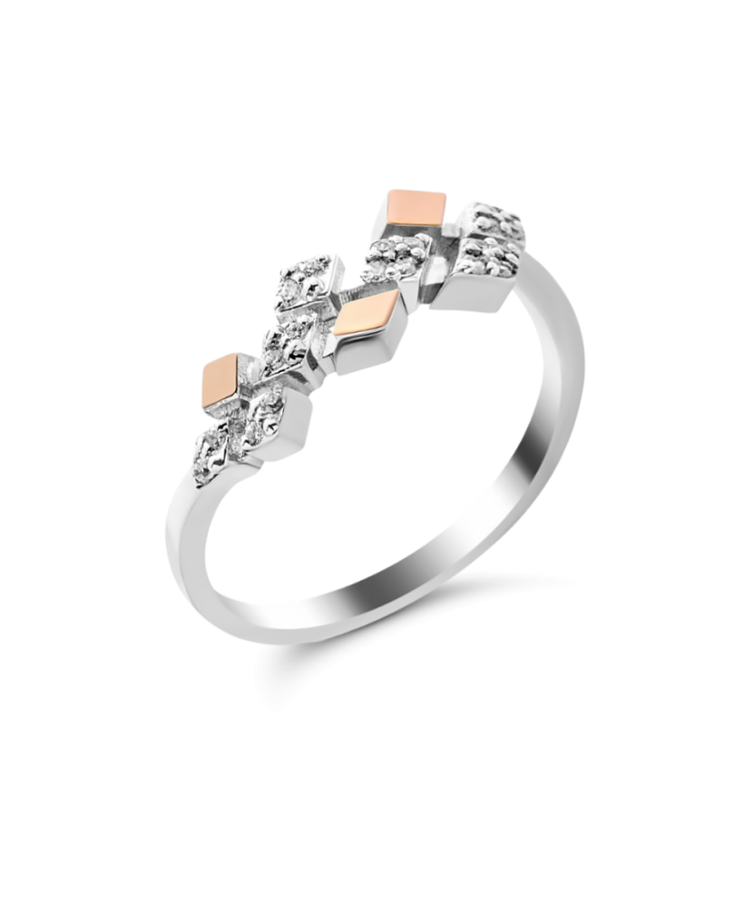 Gold plated Sterling silver ring with zircons