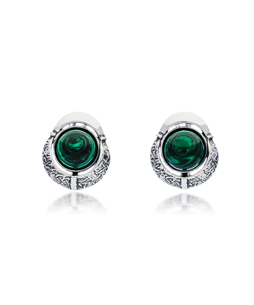 Sterling silver earrings with malachite