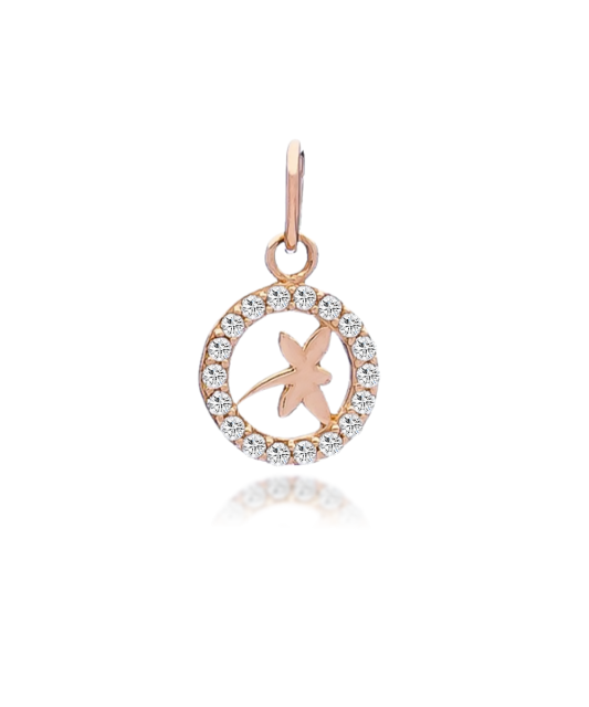 Gold pendant with zircons