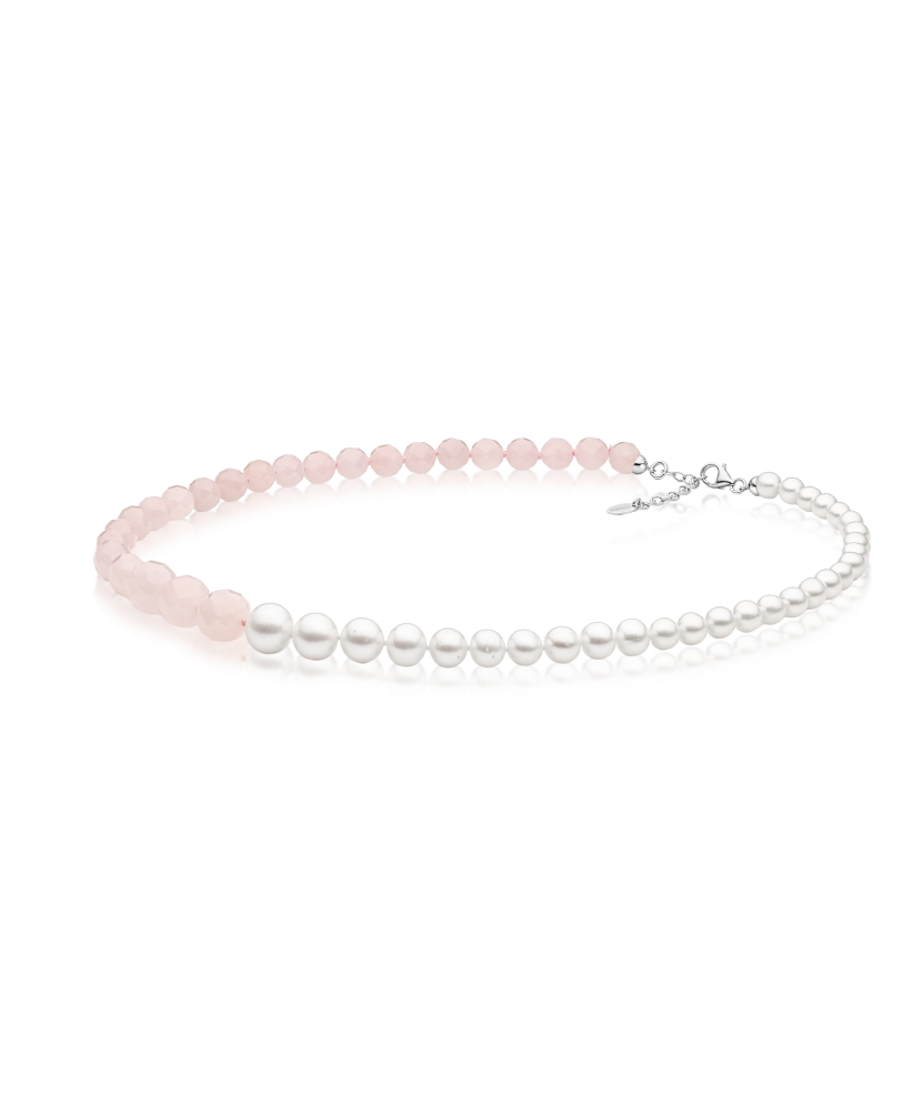 Pearl necklaces su rose quartz
