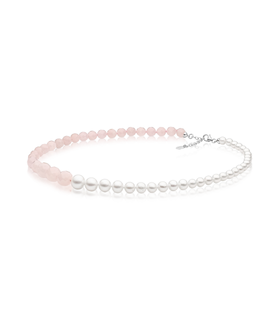 Pearl necklaces su rose quartz