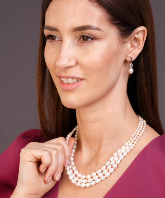 Sterling silver earrings with zircons and natural pearls