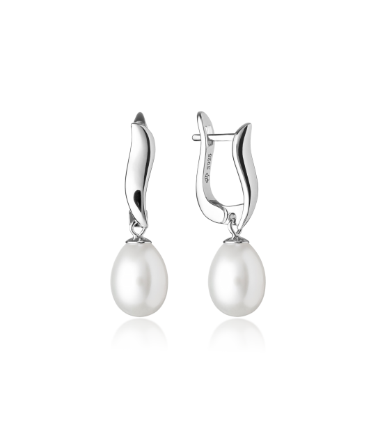 Серьги из серебра с натуральным жемчугом