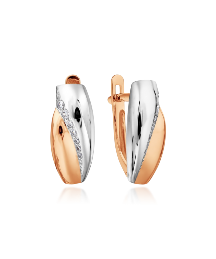 Золотые серьги с цирконами Золотые серьги с цирконами