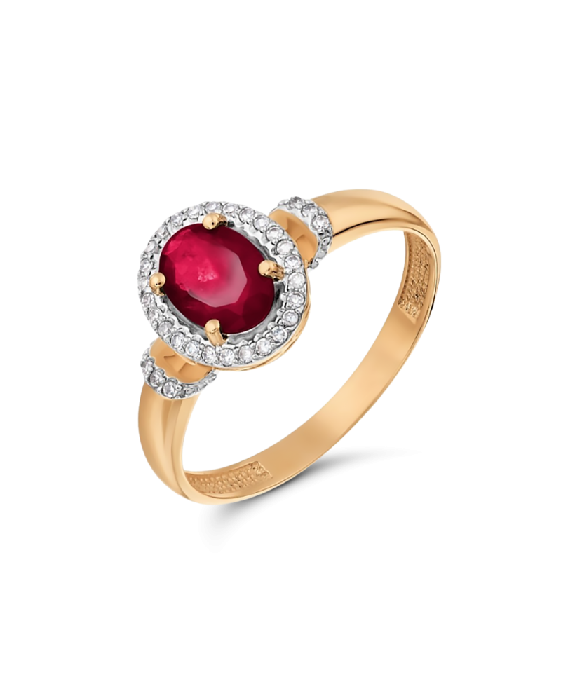 Gold ring with ruby and diamonds