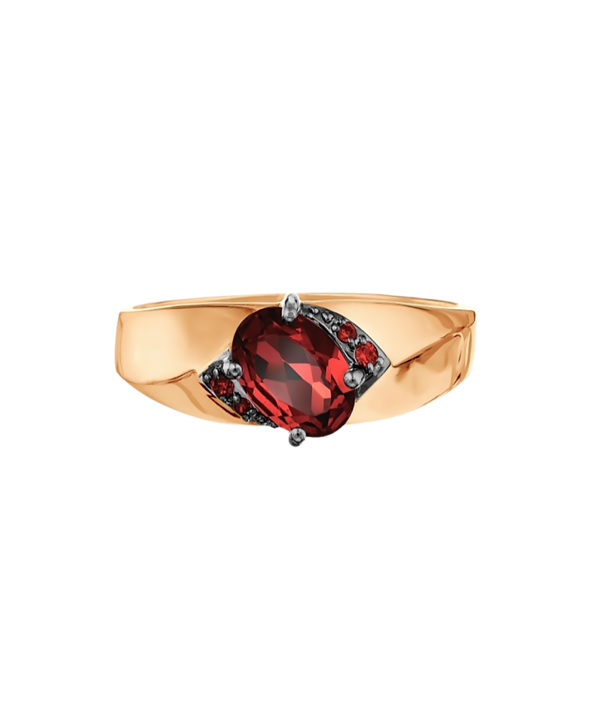 Gold ring with garnet and zircons