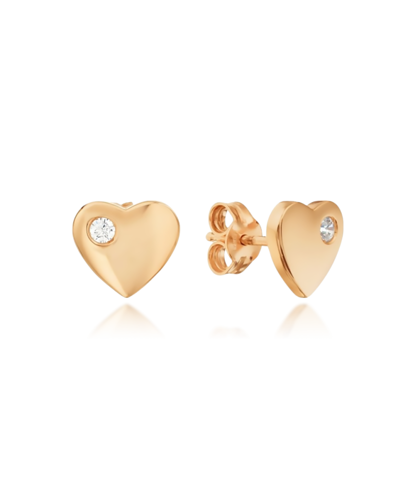 Gold earrings with zirconium "hearts" Gold earrings with zirconium "hearts"