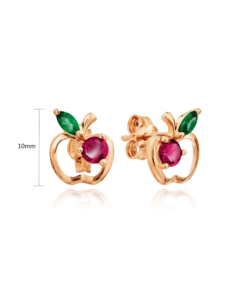 Gold earrings with zirconium "Apples"