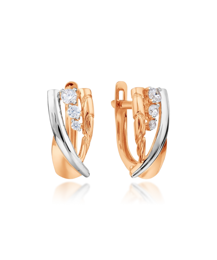 Gold earrings with zircons Gold earrings with zircons