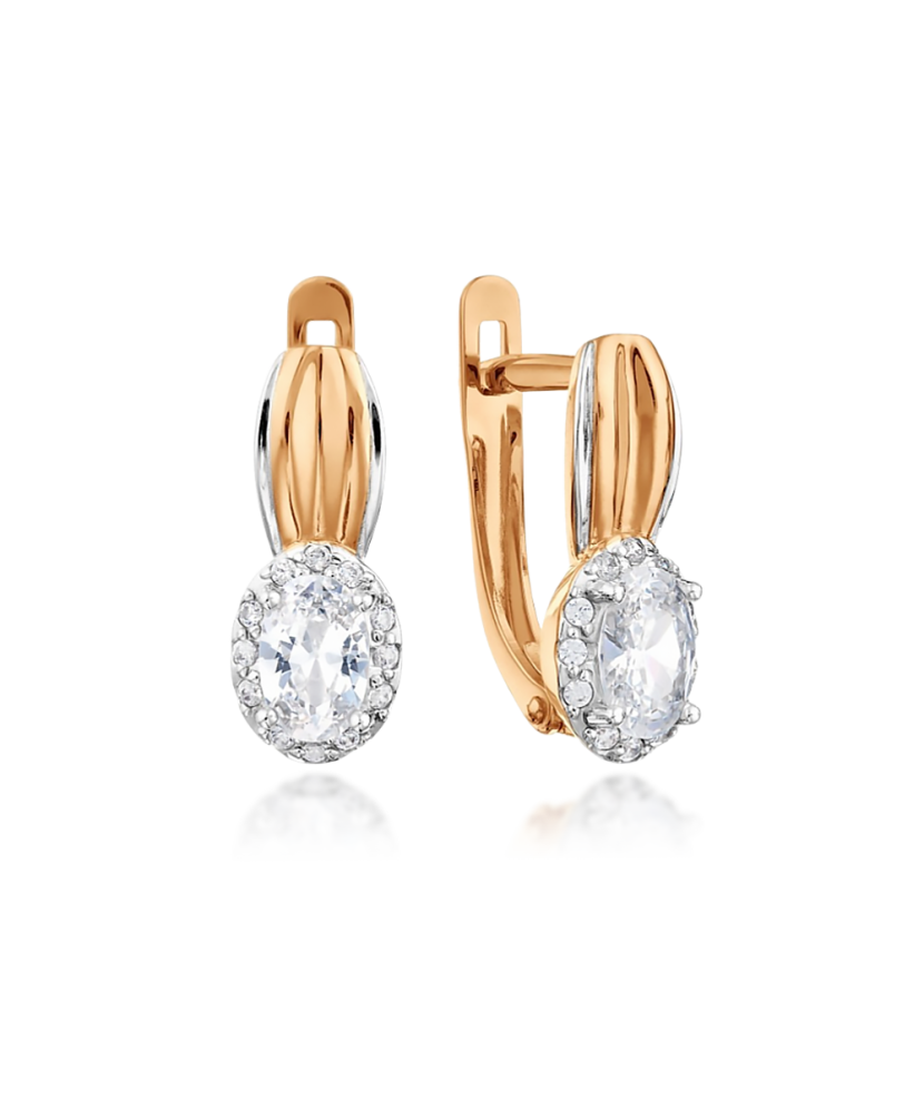Gold earrings with zircons Gold earrings with zircons