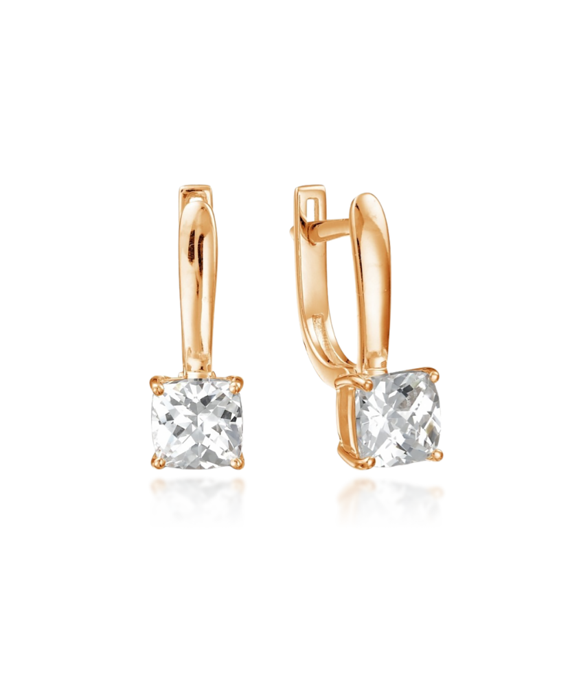 Gold earrings with zircons