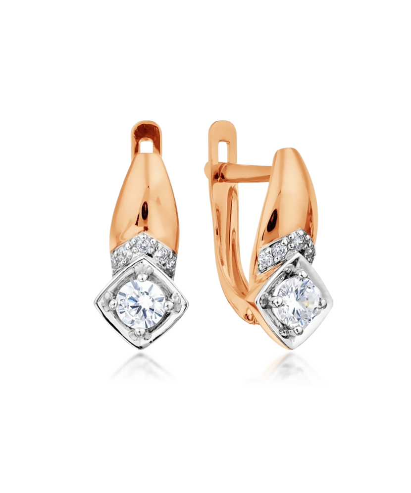 Gold earrings with zircons