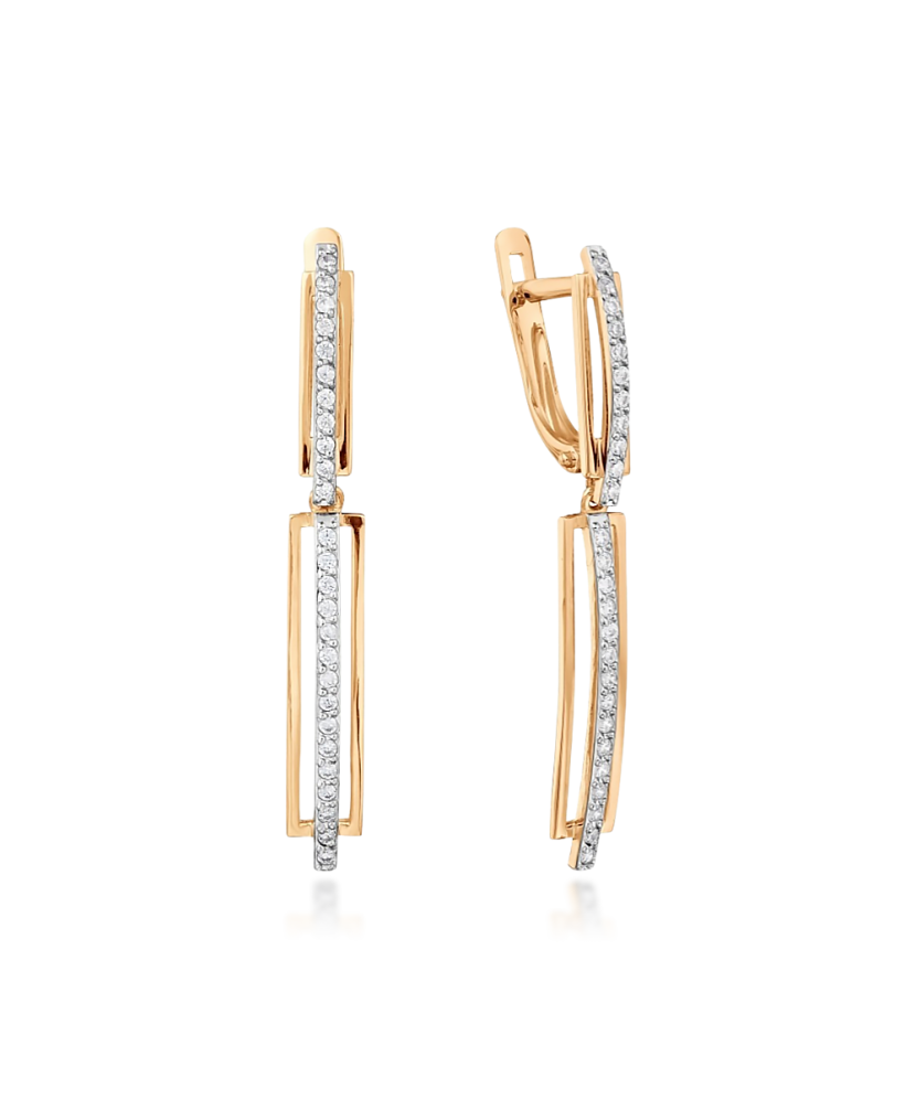 Gold earrings with zircons
