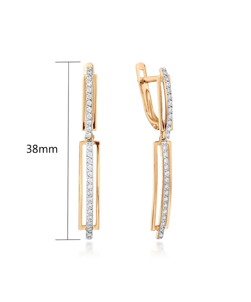 Gold earrings with zircons