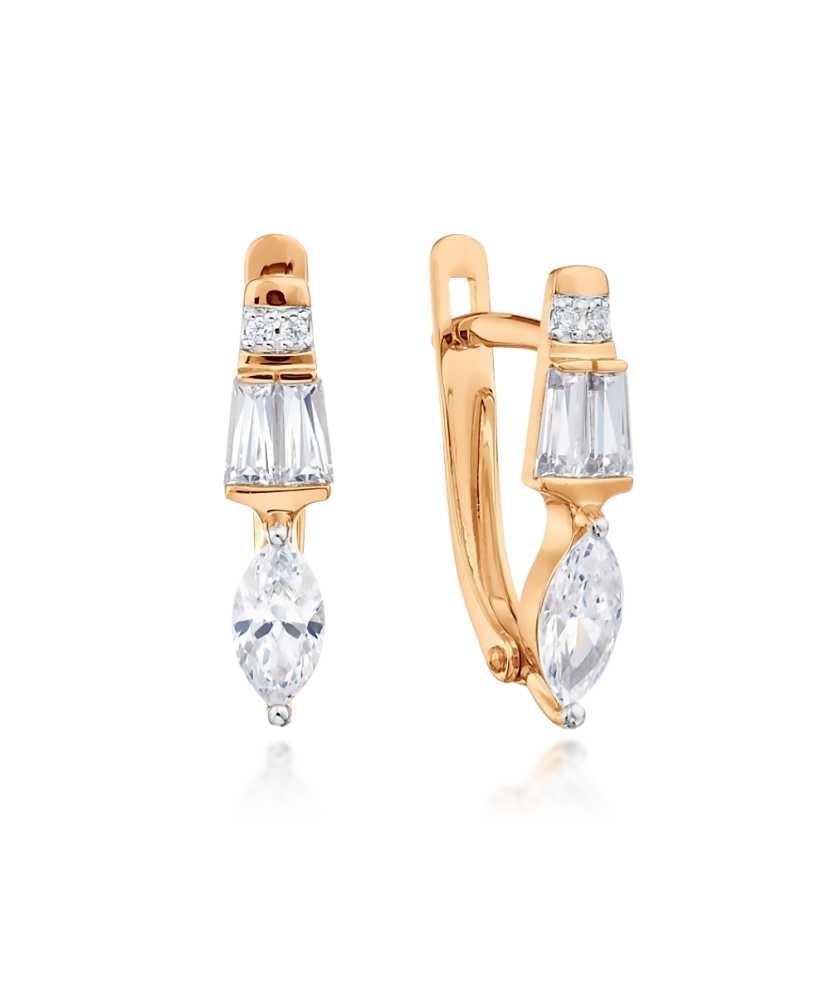Gold earrings with zircons Gold earrings with zircons