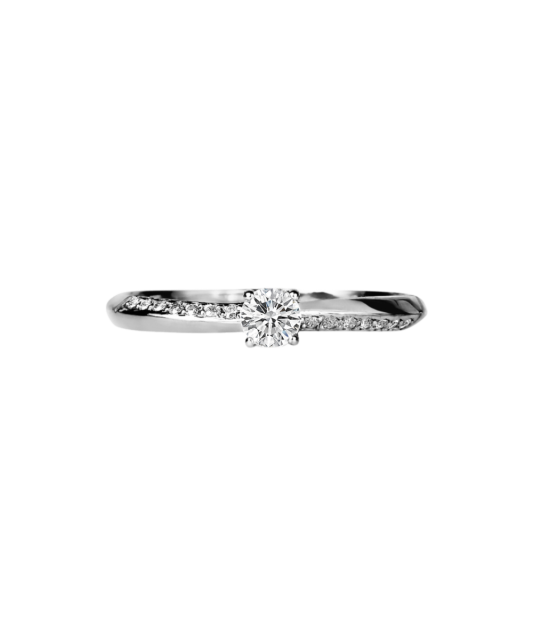 White gold ring with zircons