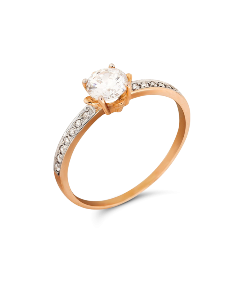 Gold ring with zircons