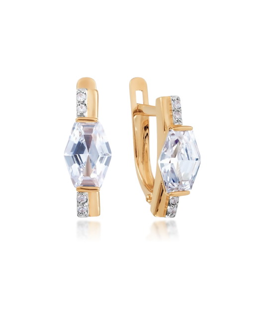 Gold earrings with zircons