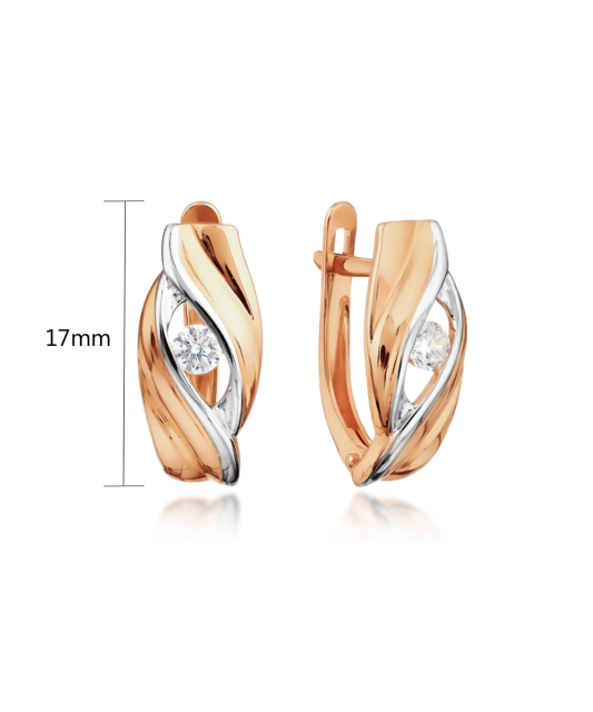 Gold earrings with zircons