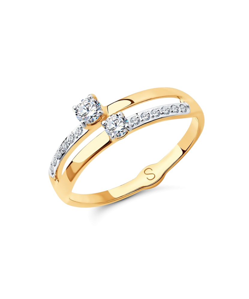 Gold ring with zircons