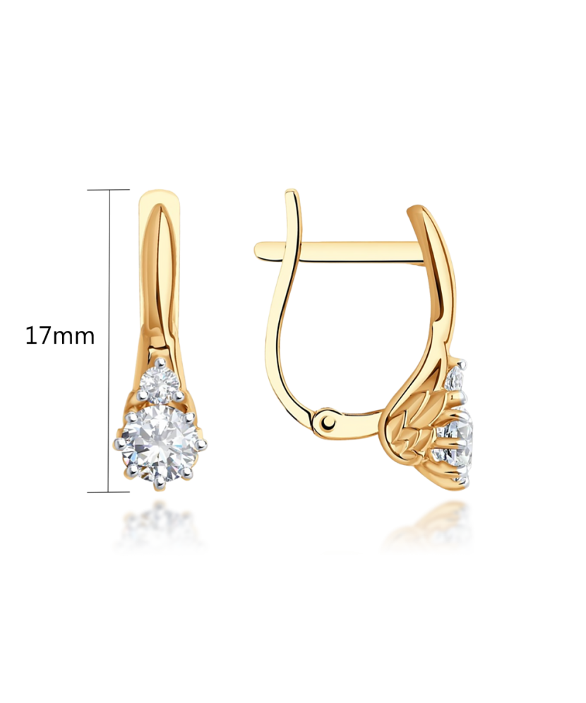 Gold earrings with zircons Gold earrings with zircons