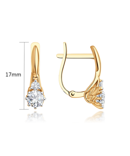 Gold earrings with zircons