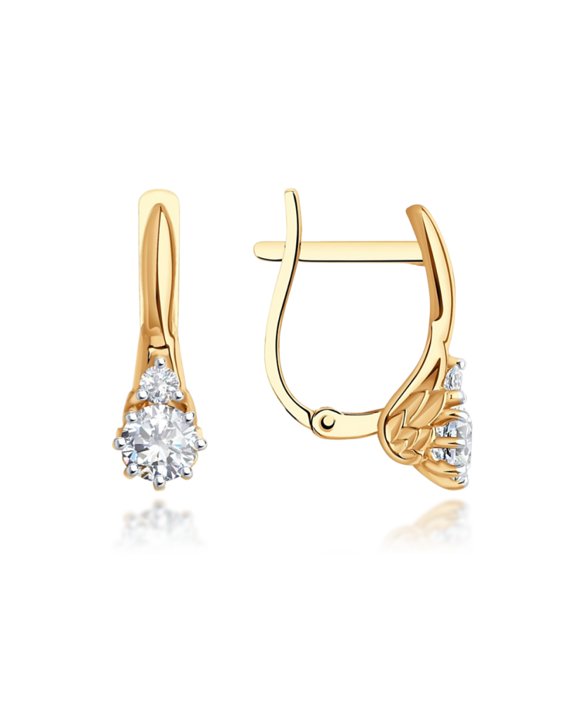 Gold earrings with zircons Gold earrings with zircons