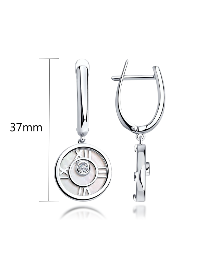 Sterling silver earrings with nacre and zirconium