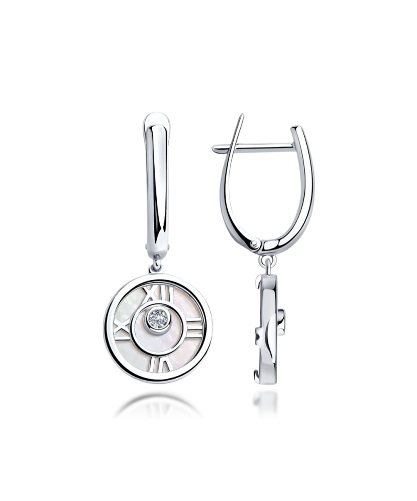 Sterling silver earrings with nacre and zirconium