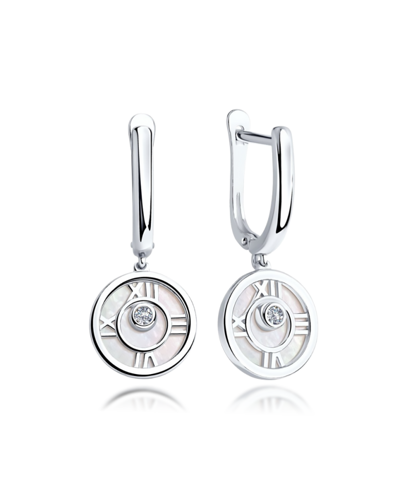 Sterling silver earrings with nacre and zirconium
