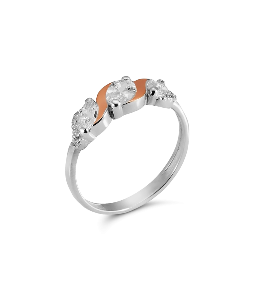 Позолоченное кольцо из серебра с цирконами Позолоченное кольцо из серебра с цирконами