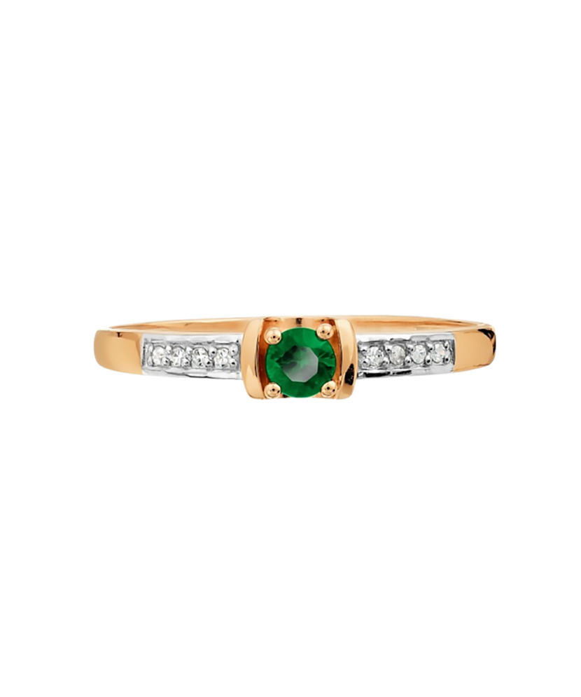 Gold ring with emerald and diamonds