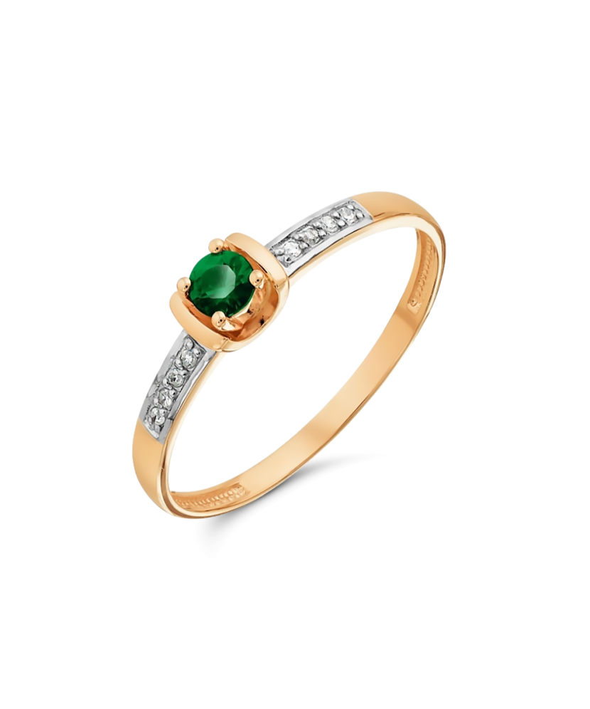 Gold ring with emerald and diamonds