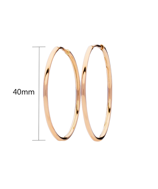 Gold hoop earrings 40mm