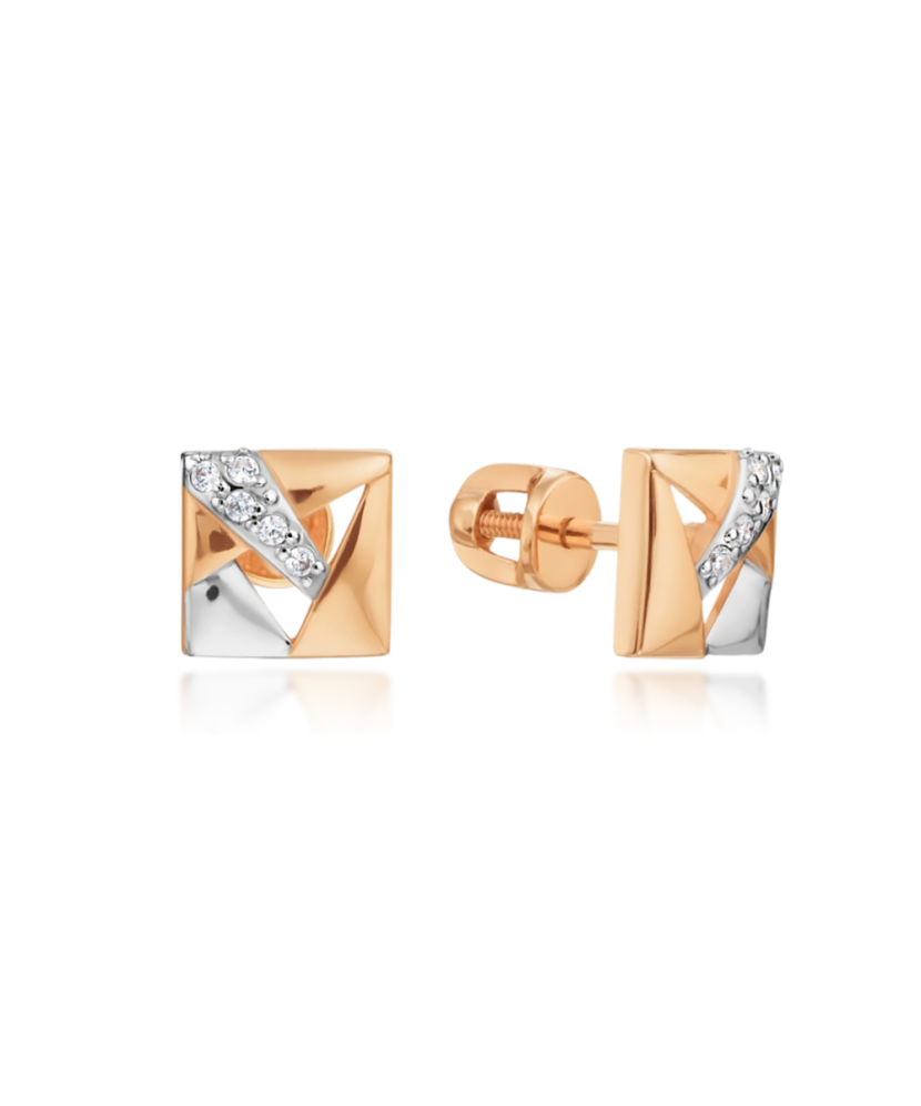 Золотые серьги с цирконами Золотые серьги с цирконами