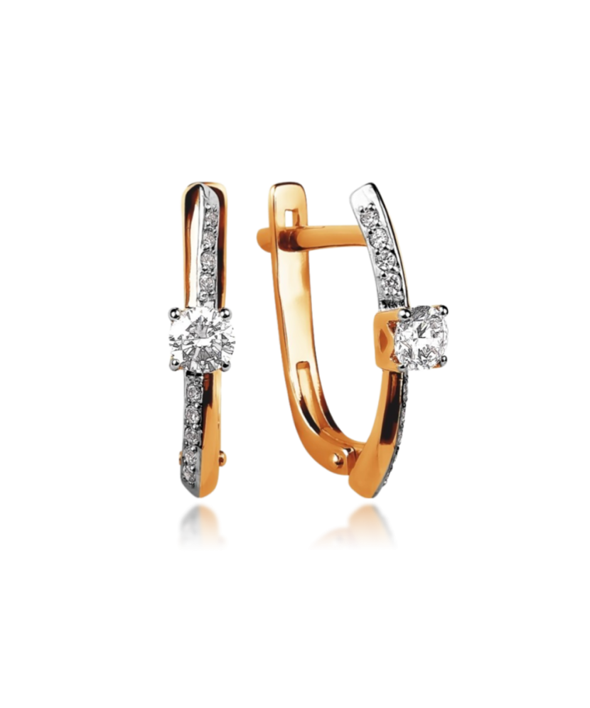 Gold earrings with zircons