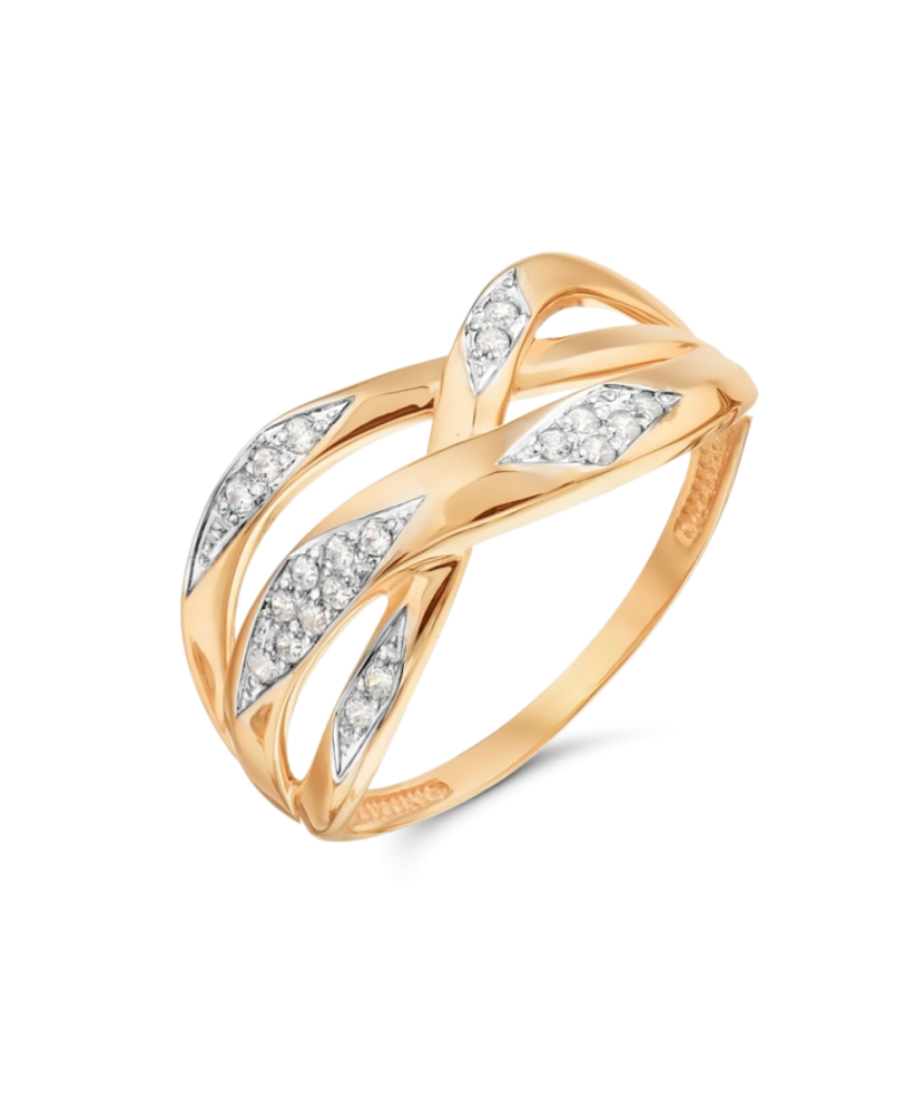 Gold ring with zircons