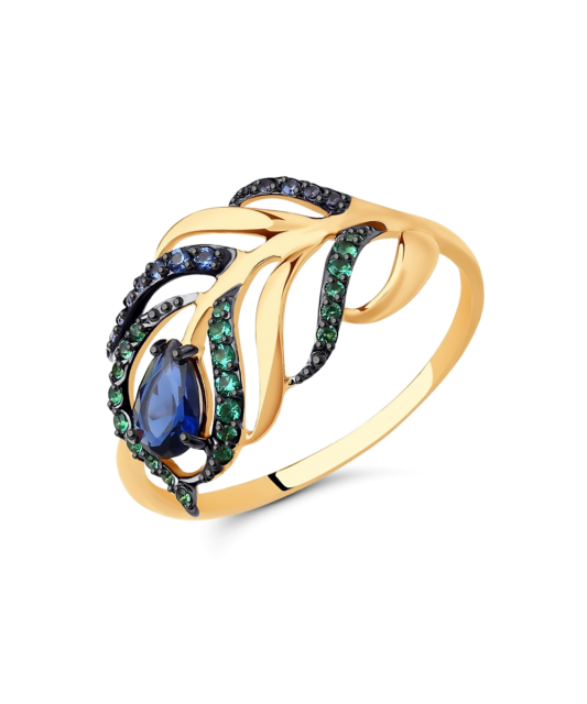 Gold ring with zircons