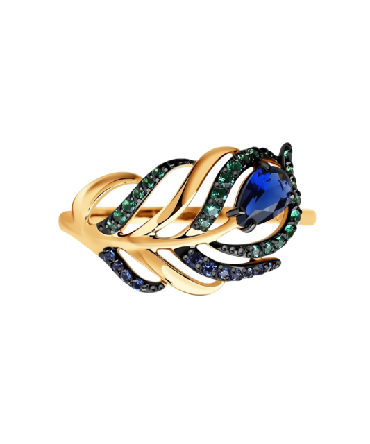 Gold ring with zircons