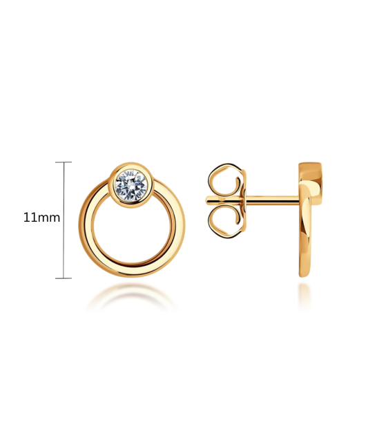 Gold earrings with zircons